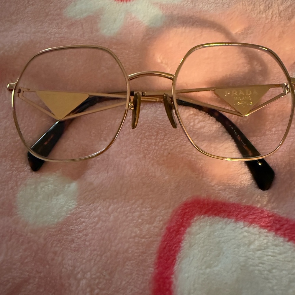 Prada Women's Glasses in Gold and Black
